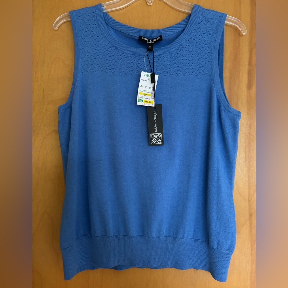 NWT Cable & Gauge Blue Sweater Vest Petite Large